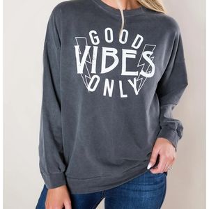 NWT Good Vibes Only Charcoal Long Sleeve Shirt